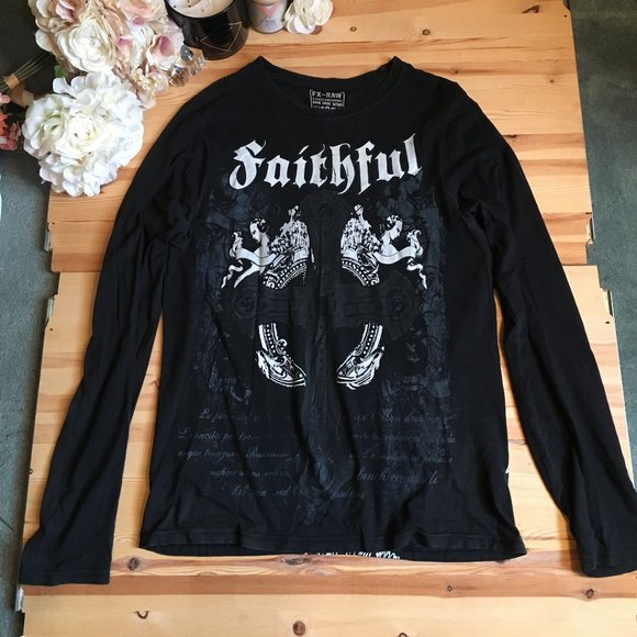 Men's Cool Script Faithful Angel Viking Long Sleev - Picture 2 of 14